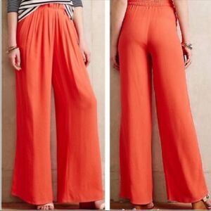ANTHROPOLOGIE | HARLYN Orange Wide Leg Flowy Pants Pull On Women’s Size Small